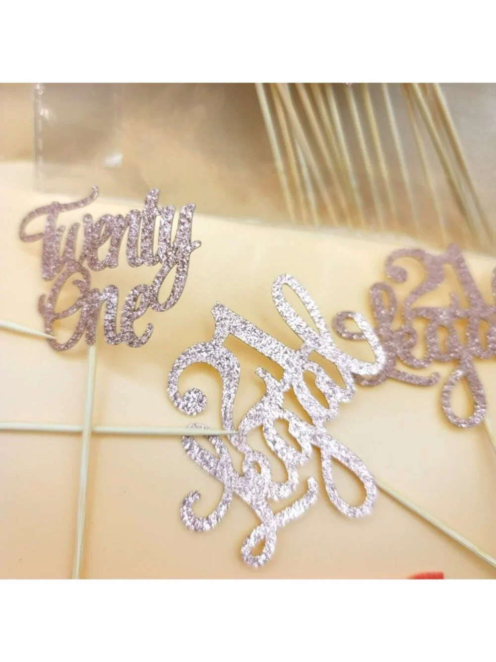 21st Birthday Party Decorations Set Glitter Cake Toppers Candles Balloons JJ3608